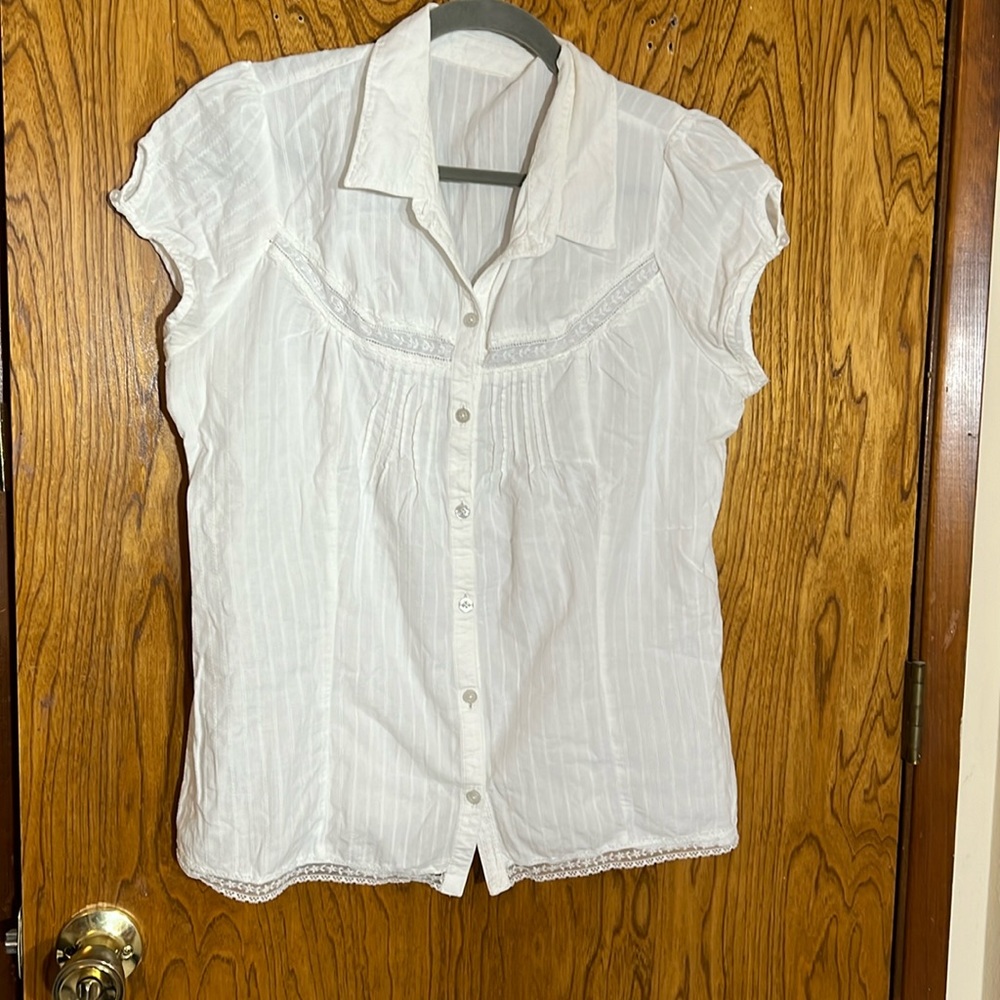 Vintage soft cotton white lace blouse